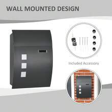 HOMCOM Wall Mounted Letter Box, Weatherproof Post Box For Outside Wall, Modern Mailbox With 2 Keys And Nameplate, Anthracite Grey - T0001-01-6122 - View 7