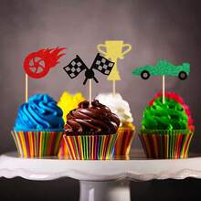 Racing Car Cupcake Toppers Decorations For Sports Racing Theme Birthday Party Cakes, Sports Car Racing Cupcake Toppers Decorations - Multicolor - View 10