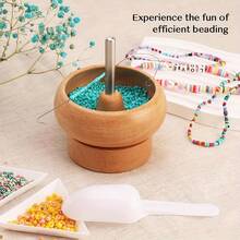DIY Making Bead Spinner Bead Spinner For Jewelry Making, Effortless Rotating Wooden Bracelet Spinner With 1 Beading Needles For Making Seed Clay Beads Waist, Bracelets - C - View 2