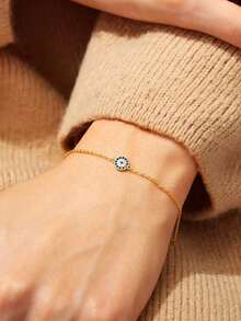 1pc S925 Sterling Silver Fashion European & American Luxury Evil Eye Bracelet, Women's Minimalist Elegant Artistic Personalized Versatile Niche Exquisite High-End Jewelry, Unique Delicate Gift For Any Holiday - Eye - View 7