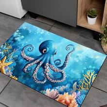 1件裝章魚圖案印花矽藻土廚房地墊，吸水廚房地板墊，廚房地毯，水槽前墊，適用於廚房、浴室、玄關、走道、洗衣房及居家裝飾 - 彩色 - 查看 7