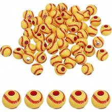 12 mm スポーツボールビーズ 50個 アクリルソフトボールビーズ バルクラウンド スポーツスペーサービーズ 工芸品ブレスレットネックレス作成用 レッド ホワイト - レッド*イエロー - チェックする 2