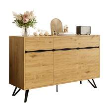 3-Tier Sideboard In Wood Effect With Metal Legs - Modern Design, Plenty Of Storage Space - Suitable - Black and Brown - View 2