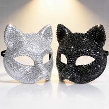 2 Styles Rhinestone Mask Halloween Party Fashion Mask, Party Costume, Ball Mask, Party Supplies, - Multicolor - View 3