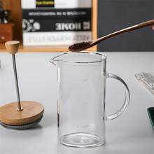 1pc High Borosilicate Glass French Press Coffee Maker, Glass Coffee Filter, Tea Infuser, French Press Coffee Pot, Manual Pour-Over Coffee Pot For Home Use - Multicolor - View 9