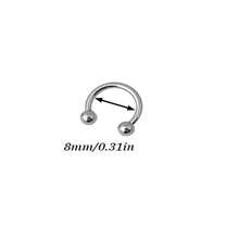1/5pcs Stainless Steel Hoop Earrings Septum Ring, Silver Horseshoe Cartilage Piercing Jewelry Gift, Round Women's Style, Waterproof Non-Fading Hypoallergenic Body Horseshoe Ring, Nose Ring/Lip Ring Jewelry, 6mm/8mm/10mm/12mm/14mm, Music Festival/Y2K Festival/Autumn Winter Gift/Back To School, Unisex - Round-horseshoe Ring - View 6