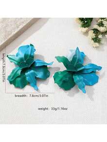 2025 New European And American Fashion Exaggerated Painted Petal Earrings - Hot Pink - View 13