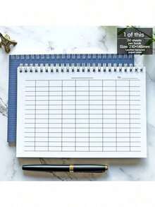 1 Spiral Bound Universal Grid Attendance Record Book, 50 Sheets/100 Pages, Work Log Horizontal (15 Rows 9 Columns), Vertical (23 Rows 6 Columns), Data And Inventory Management Ledger, Financial Accounting, Student And Work Use - Text, Back To School, School Supplies, Suitable For Students, Accountants, Clerks, Warehouse Managers, Classroom, Office, Finance Room, Warehouse, Attendance Registration, Work Memo, Data Statistics, Inventory Audit - Rectangle - View 12