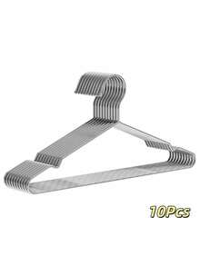 20 piezas Perchas de acero inoxidable con ranuras en los hombros: antideslizantes, duraderas, adecuadas para abrigos, trajes, vestidos y almacenamiento en el hogar - Multicolor - Ver 8