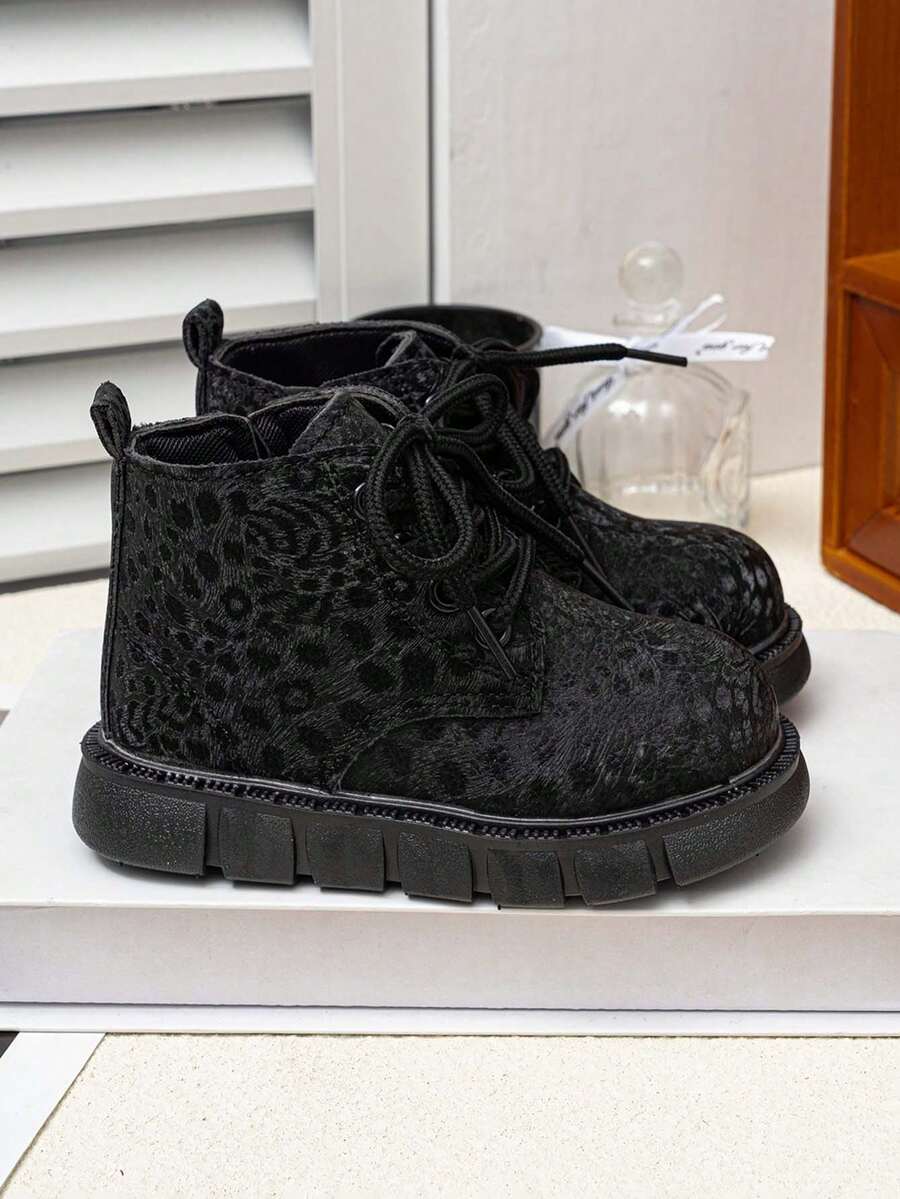 Unisex Kids' High-Top Ankle Boots, Soft Sole Non-Slip Single-Layer Lining Fashionable Comfortable Ankle Boots - Black - View 1