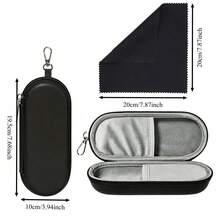 Dual Compartment PU Hard Shell Glasses Case, Pressure-Resistant Portable Zipper Fashion Glasses Storage Box With Cleaning Cloth, Unisex For Commuting And Travel - View 11