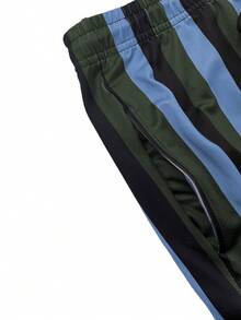 Hidkat Men's Spring/Autumn Fashion Casual Striped Long Pants, Drawstring Waist With Pockets, Three-Color Striped Minimalist Design, Suitable For Outdoor Leisure, Sports, Daily Fashion Wear - Multicolor - View 5