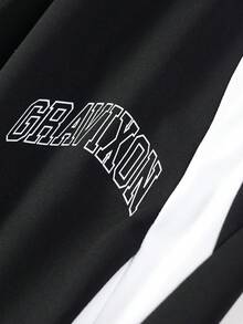 1pc Men's Minimalist College Style Creative Typography Print Straight Leg Loose Casual Sports Long Pants - Black - View 6