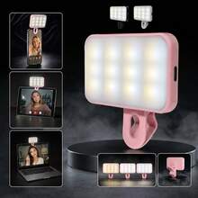1pc LED Selfie Fill Light, Portable Mini Clip-On Fill Light, Suitable For Phone And Computer, Makeup, Zoom Meetings, Live Streaming, Vlog, Perfect For Selfies And Video Calls, 150mAh - Square - View 1