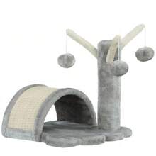 Cat Tree 40 Cm Small Cat Tower With Cave, 2 Play Balls, Scratching Mat, Cat Tree, Climbing Tree, For Small & Large Cats, Light Grey - Light Grey - View 2
