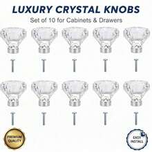 6/10pcs Crystal Glass Cabinet Handles 30mm Diamond Shaped Drawer Kitchen Cabinet Vanity Cabinet Wardrobe Pulls (30mm, Transparent) - New Crystal Style - View 8