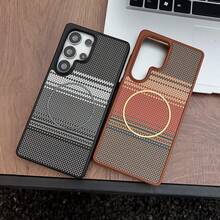 高級 PU 皮革碳纖維紋理手機殼，適用於 iPhone 18 Pro Max 17 Air 16 15 14 13，奢華商務級材質，支援無線充電，全機身防震保護殼，適用於 Galaxy S26 Ultra S25 Ultra S24 Ultra S23 Ultra - 黑與白 - 查看 9