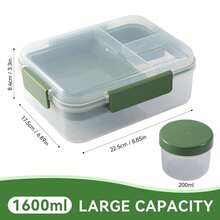 Schiscetta, Bento Box 1600ml Grande Capacità Doppia Strato in Plastica, Scatola per Toast, Schiscetta con Scomparti, Scatola per Sandwich Grande Capacità, Scatola per Conservazione Fresca, Microonde, Multifunzionale, Forniture da Cucina, Forniture per Studenti - Multicolore - Visualizzare 11