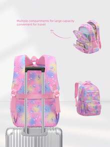 Set de 3 piezas de mochila escolar con estampado de medusas lindas, incluye bolsa de mano y estuche para lápices, correas ajustables para los hombros, múltiples bolsillos y compartimentos, almacenamiento organizado, gran capacidad, mochila escolar de poliéster ligera, cierre con cremallera, adecuada para la escuela, el trabajo, uso diario, mochila para niñas, regalo de vuelta a la escuela - A - Ver 7