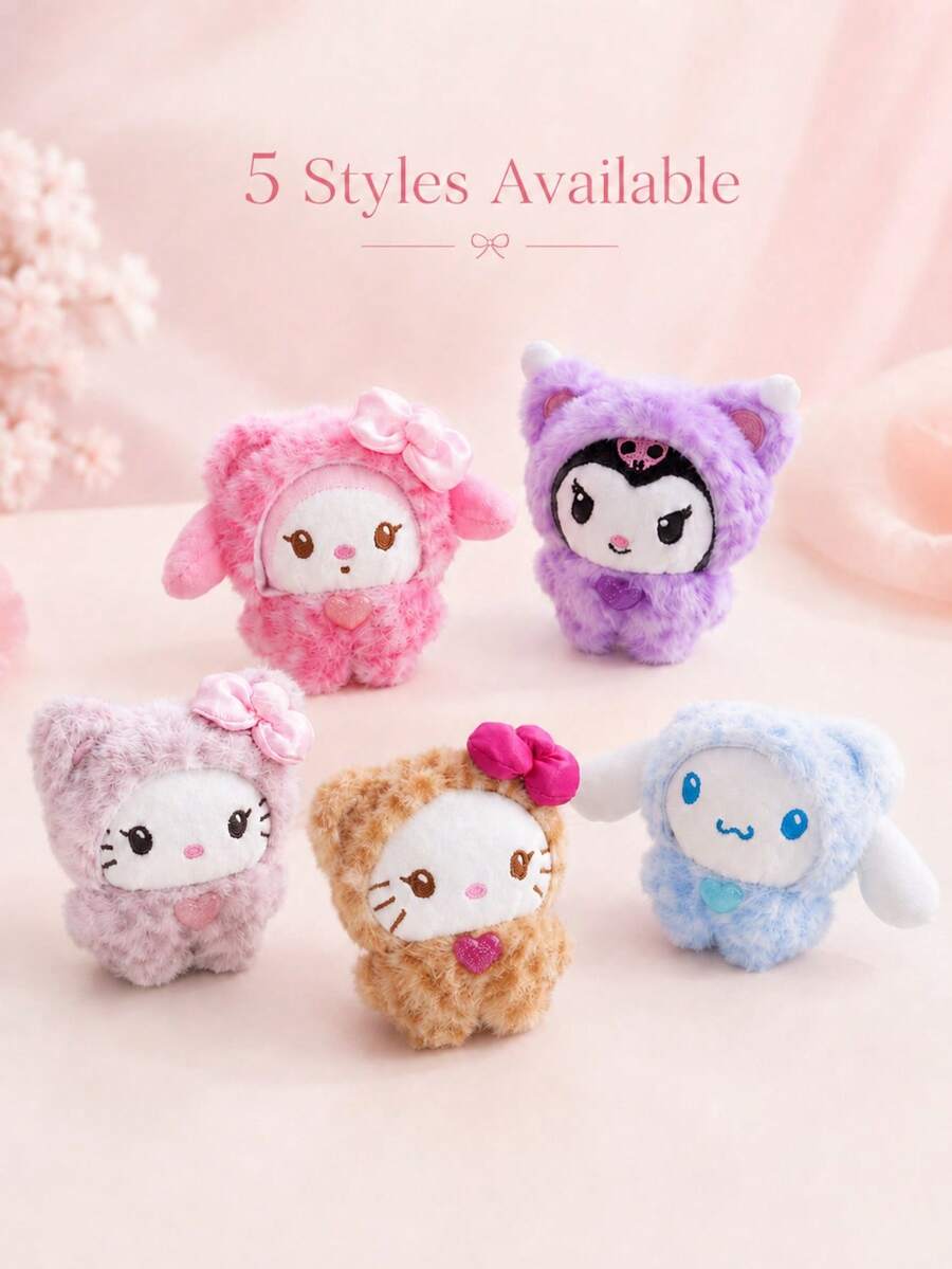SANRIO 1個 10cm/3.9in 絨毛豹紋熊掛飾鑰匙圈,包包吊飾背包掛件,可愛書包裝飾,適合女孩、兒童、青少年的生日、情人節、畢業禮物 - 彩色 - 查看 1