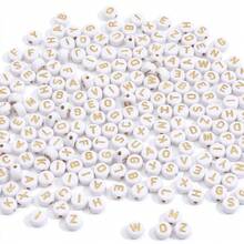 500/1000pcs Colorful Acrylic Letter Beads Set, A-Z Letter Beads, Suitable For DIY Bracelets, Keychains And Name Necklaces Handmade Kit - Gold - View 7