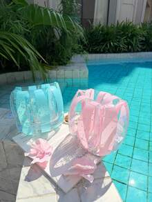 2 piezas de flotadores inflables para brazos con rayas transparentes y brillantes, adecuados para todas las edades, anillos de natación para brazos, mangas flotantes de PVC para agua, accesorios de natación para piscina y playa - Multicolor - Ver 4
