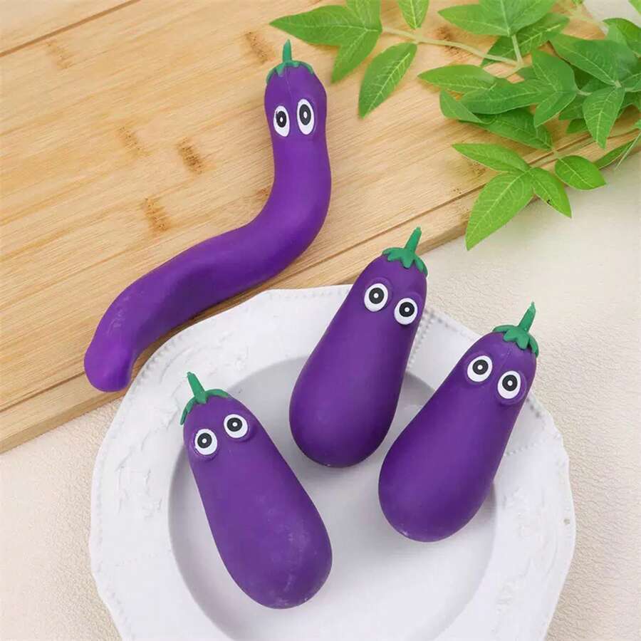 Tachimi 1pc Eggplant Daily Play Kit Produced With Sqiushy Crunchy Squishy Material Slow Rising Squishies Multi-Scene Fidget Toys General Daily Use Kids Toys For Household Indoor Leisure Time Shipped Randomly - Multicolor - View 1