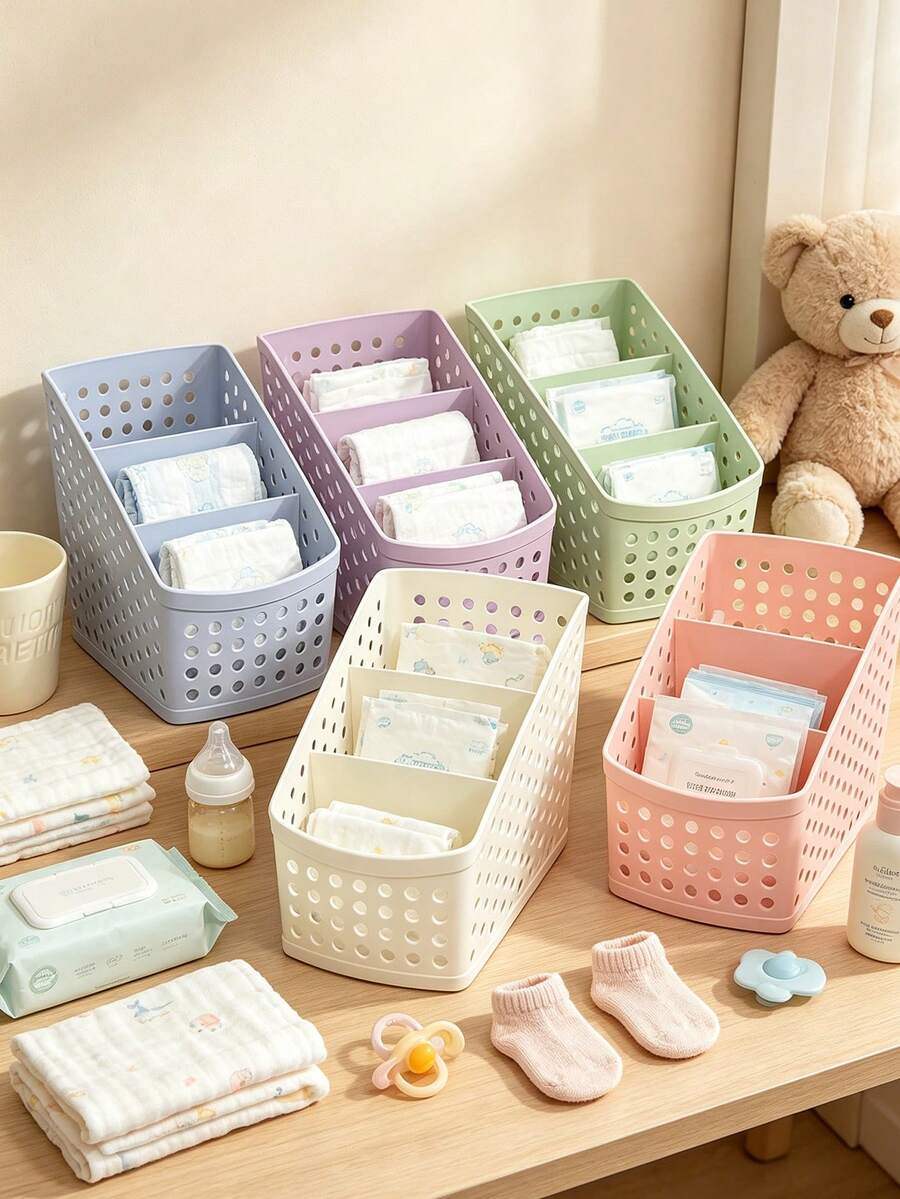 1pc Baby Room Storage Organizer, Desktop Stationery Storage Box, All-In-One Storage Solution, Multi-Compartment Cosmetic Organizer, Large Capacity Multifunctional