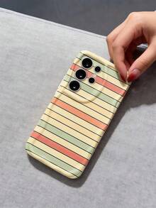 1pc Cream Dopamine Wavy Ruffle Soft TPU Texture Creative Personalized Striped Pattern Phone Case Compatible With Galaxy S21 S22 S23 S24 S25 S26/Honor/ And Other Models - White - View 2