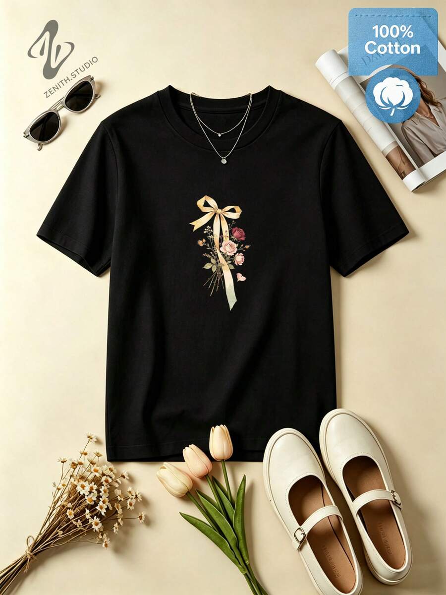 Women T-Shirts - 黑色 - 查看 1
