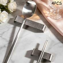4pcs 304 Stainless Steel Chopstick Holder, Pen Holder, Spoon Holder, Knife Holder, Creative Home & Dining Chopstick Rack, Kitchen Tool, Kitchenware, Hammered Rack - Multicolor - View 9