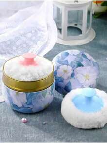 1 Set 80g Valentine's Day Style Loose Powder Container With Large Puff (No Powder Included), Body Powder And Loose Powder Container, Puff And Powder Box Suitable For Bath And Travel, Makeup Sponge, Perfect Gift, Ideal For Christmas Gift, Holiday Gift, Halloween Gift, Room Decor, Included In Holiday Gift Guide, Halloween Candy Box, New Year Gift, Makeup Storage Box, Valentine's Day Gift, Mother's Day Gift, Bedroom Essential, Travel Size Product - Multicolor - View 7