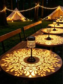 2/1pc Vintage Mandala Peony LED Table Lamp, Warm Light, Hollow Shadow Decoration, IP44 Waterproof Metal Solar Light, Auto On/Off, Exquisite Landscape Light, Suitable For Garden, Patio, Balcony, Camping, Wedding And Other Occasions - Warm-lighted Peony - View 2