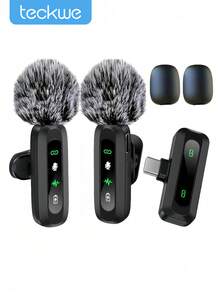 Teckwe Professional Wireless Lavalier Microphone, Suitable For Smartphones, Plug And Play, For Video Recording, Teaching, Interviews, Podcasts, Etc. Wireless Omnidirectional Condenser Recording Microphone, Suitable For Vlogging - View 1