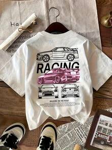 Women'S Casual T-Shirt Racing Letters PrintThe Most Comfortable And Suitable Outfit For Traveling And Having Fun.The Most Wonderful Gift. - 白色 - 查看 9