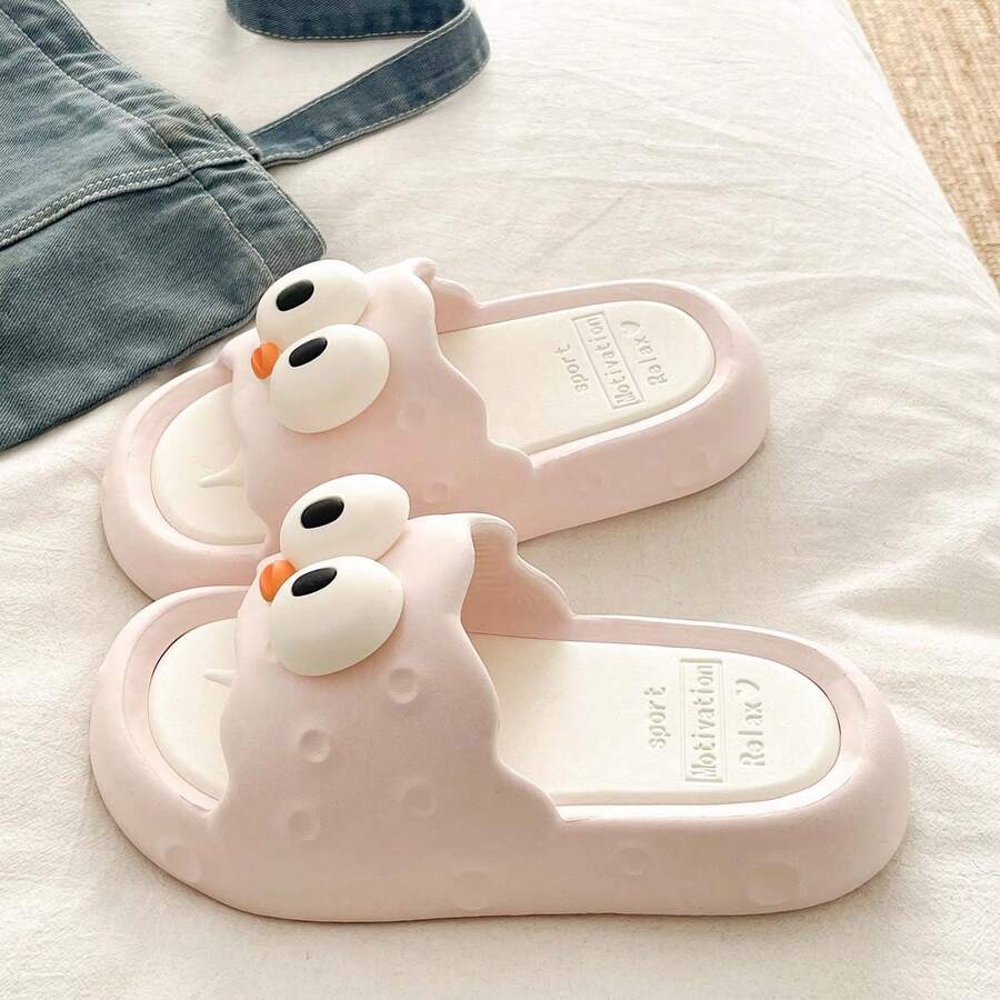Summer New Cute Cartoon Indoor Home Open Toe Slippers Soft Sole Comfortable Thick Bottom Durable Sandals - Pink - View 1