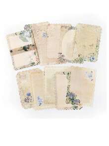 10pcs/Pack Vintage Plant & Flower Pattern Decorative Hollow Frame Background Stationery Paper - Multicolor - View 12