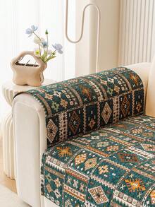 1pc Chenille Bohemian Style Sofa Cover, Non-Slip Back, Pet-Friendly, Machine Washable, All-Season, Holiday Decor Furniture Renovation Home Decoration. Suitable For 1/2/3/4 Seater Armrest Backrest - Green - View 8