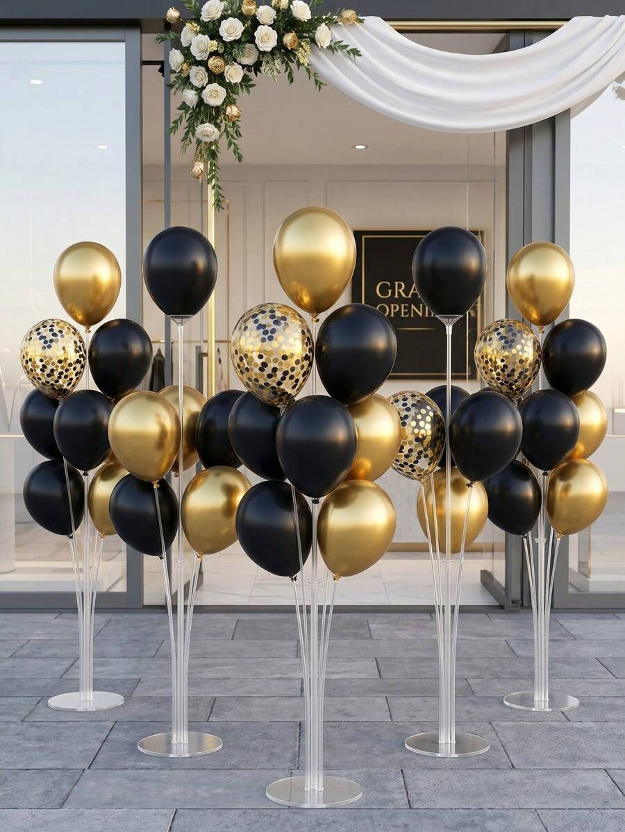 Balloon Display Stand,Transparent Balloon Display Stand Set, Reusable Balloon Arch Display Kit, Balloon Column Stand With Self-Adhesive Base And Balloon Accessories, Suitable For Birthday Parties And Wedding Decorations(Does Not Include Balloons) - Multiple Styles - View 1