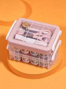 12/30pcs Sewing Kit Set, Portable Large 3-Layer Sewing Storage Box For Home Mending, Portable 3-Layer Sewing Bag With Transparent Storage Box Fabric Organizer Sewing Storage - Upgraded Version - View 5