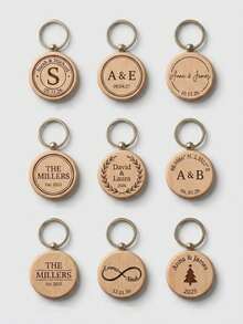 Custom Engraved Acacia Wood Keychain, Personalized Tag For Baptism, Wedding Favors, Bridal Party & Anniversary Gifts, Housewarming Door Marker - Multicolor - View 1