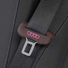 2pcs Pink Interlocking Heart Car Seat Belt Buckle Cover Leather Protective Case Anti-Collision Shell Leather Car Seat Belt Anti-Wear Protective Cover - Heart-shaped Seatbelt Cover - View 4