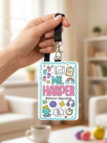 1pc Custom Behavior Analyst Badge Reel & ID Card Holder,Therapy Staff Luggage Tag Set,Special Education Teacher Gift,ABA Therapist School ID Accessory - Multicolor - View 10