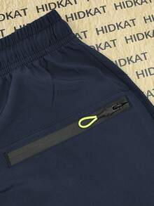 Hidkat Women's Spring Summer Autumn Minimalist Solid Color Casual Straight Leg Pants, Lightweight Breathable Fabric, Multiple Zipper Pockets, Drawstring Waist, Suitable For Outdoor, Casual, Sports, Running - Navy Blue - View 8