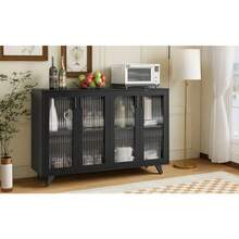 Kitchen Buffet Server Table Accent Sideboard Cupboard Server Buffet Console Table With Doors Cabinet 49inch, Black White - SDBD02WHBG020002 - View 12