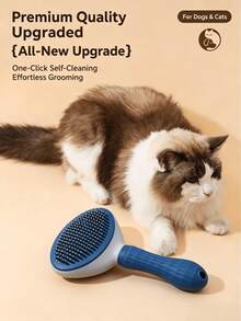 1pc Double Sided Pet Dematting Rake Comb, Stainless Steel Detangling Grooming Tool, Anti-Mat Fur Knot Remover Brush For Long Haired Dogs Cats, Portable Pet Hair Shedding Trimmer Grooming Accessory - Multicolor - View 12