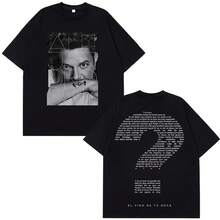 Camiseta de hombre de verano 2026 100% algodón con estampado de letras & retrato, cuello redondo, manga corta, neutro, suave, transpirable, regalo para fans - 1 - Ver 1