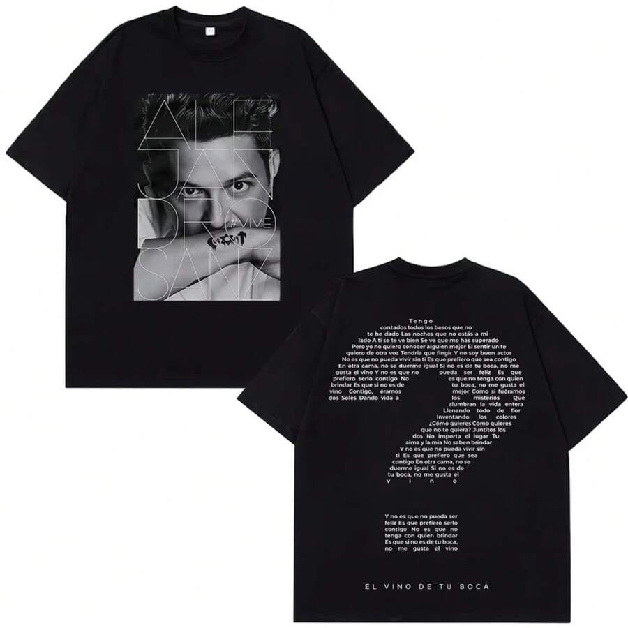 Camiseta de hombre de verano 2026 100% algodón con estampado de letras & retrato, cuello redondo, manga corta, neutro, suave, transpirable, regalo para fans - 1 - Ver 1