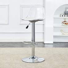 2 Pack Adjustable Bar Stools: Transparent Backrest + Silver Metal Legs, Height Adjustable 82-104cm, - 白色 - 查看 9