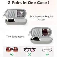 Dual Compartment PU Hard Shell Glasses Case, Pressure-Resistant Portable Zipper Fashion Glasses Storage Box With Cleaning Cloth, Unisex For Commuting And Travel - View 5